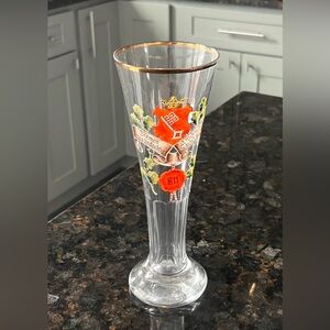 Antique late 19th early 20th c. German Bohemian Enameled Wax Seal Pilsner Glass